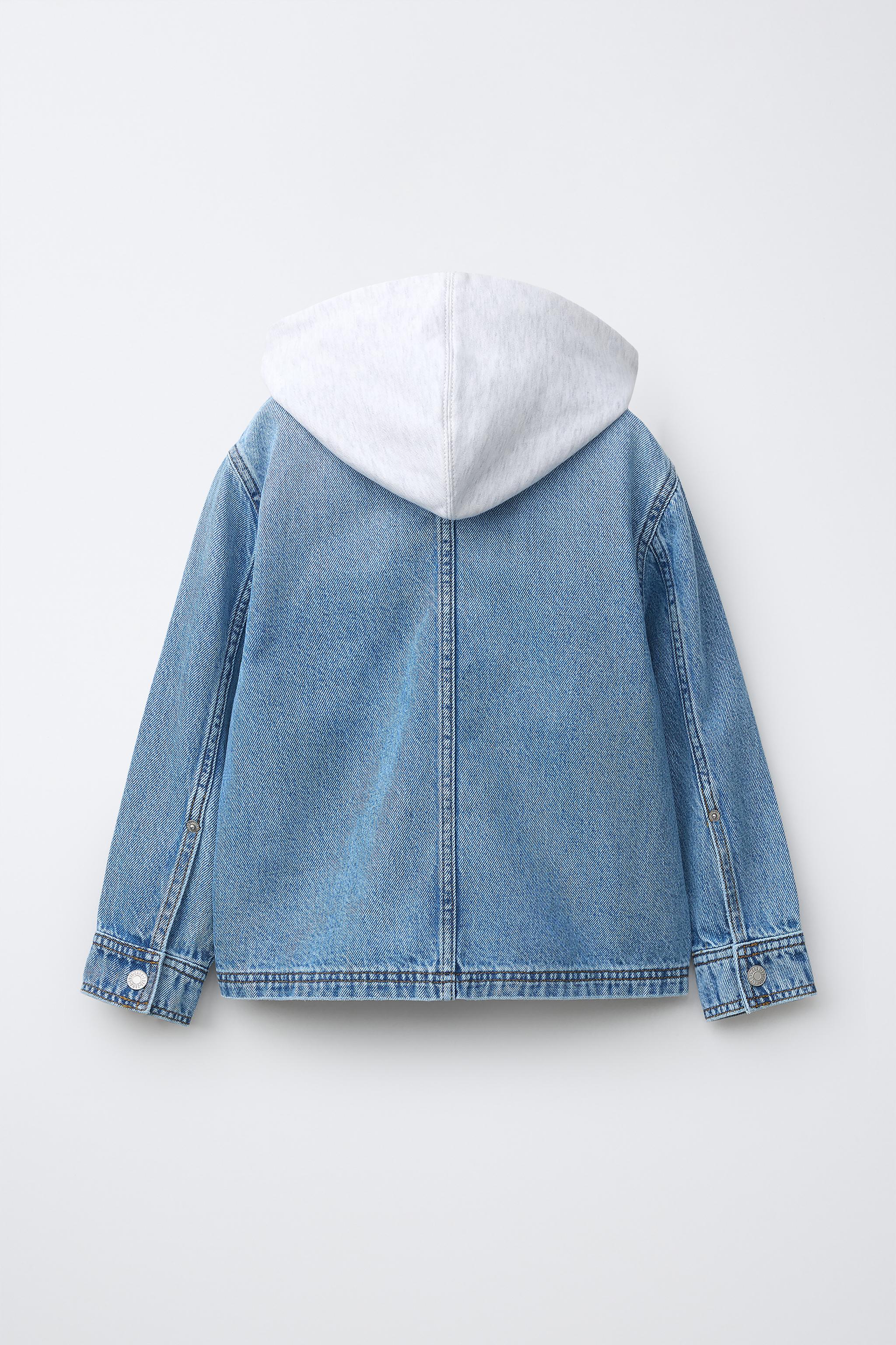 DENIM OVERSHIRT WITH REMOVABLE FLEECE HOODIE